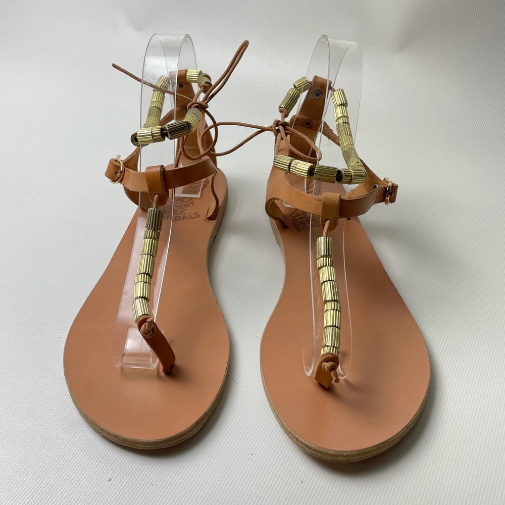 Ancient Greek Sandals Embellished T-Strap Sandals - sz 38